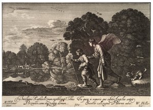Tobias en de Engel. Staat 3 door Wenceslaus Hollar